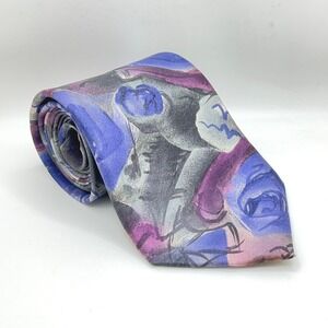 Viaggio Silk Necktie‎ Abstract Art Made in USA Fabric From Italy 55 Vtg Office